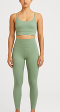 Sage green yoga set - full body front view