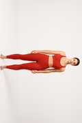 Scarlet red yoga set - complete head to toe view